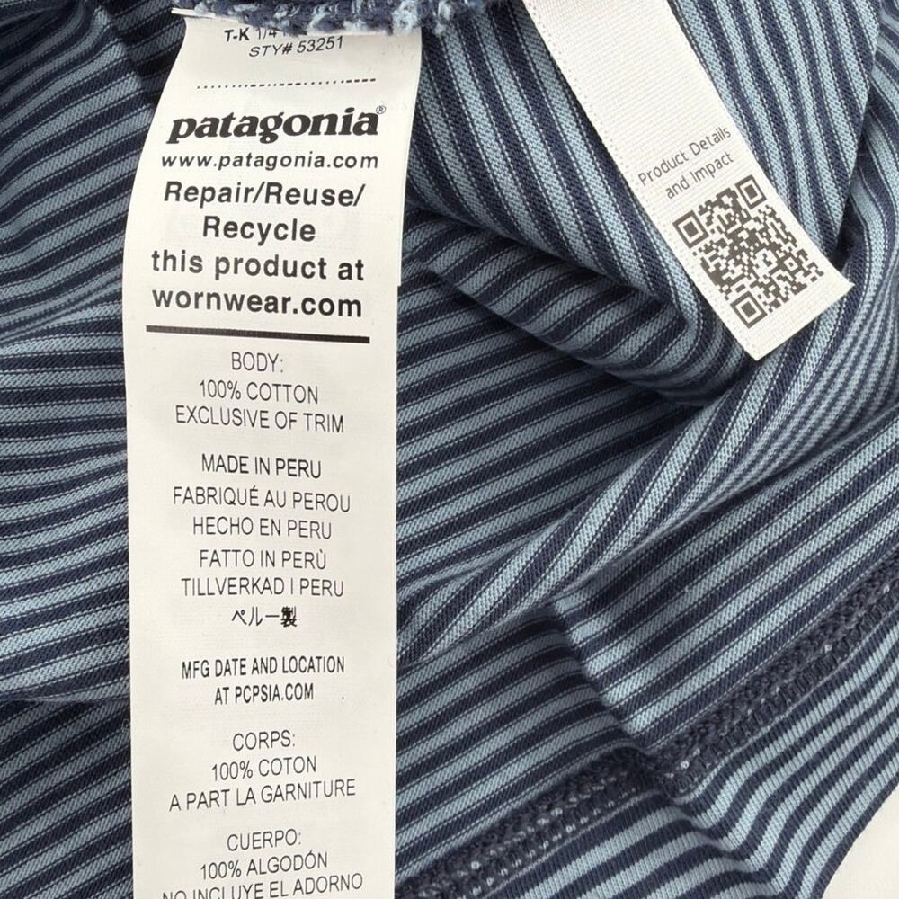 Patagonia Men's Fathom Stripe New Navy Chest Pocket Daily Polo Shirt Size M - Picture 6 of 9